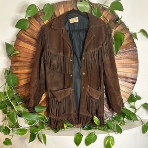 Brown Suede Fringe Leather Jacket